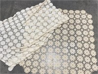 2 Vintage Crochet Tablecloths