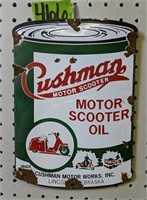 Porcelain Cushman Motor Scooter Oil Sign
