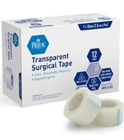 1" x 10 Yds Transparent Medical Tape, 12 Pack
