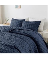 Cali King navy blue quilted blanket & pillow cases