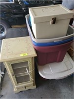 GROUP LOT- FILE CABINET, TOTES, BOXES, MISC
