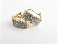Pair of 14K Yellow Gold Diamond J-Hoop Earrings