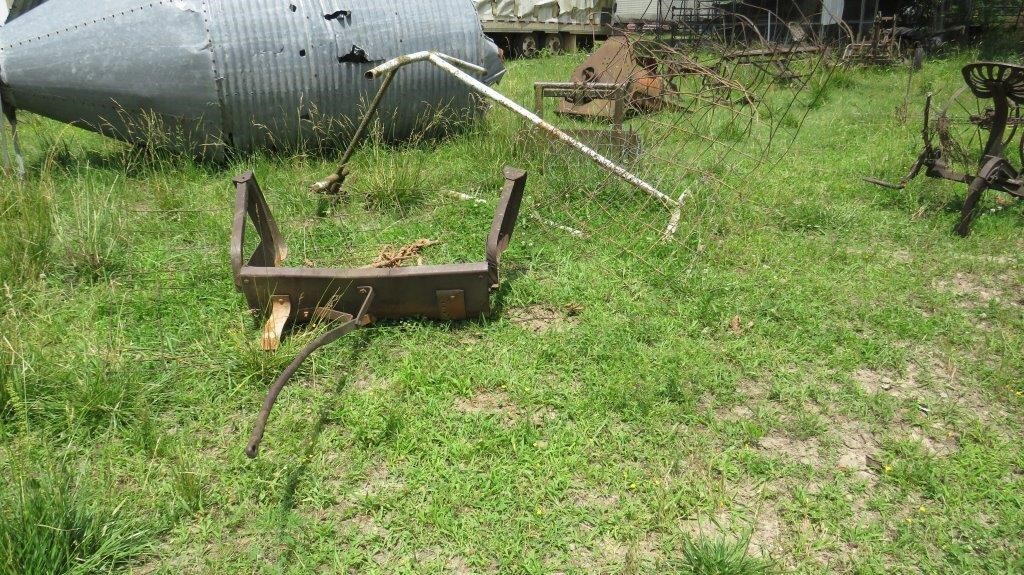 Vintage 4' dirt mower w/ wire fence/ white pipes