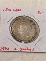 1942 GB 2 Shillings Silver