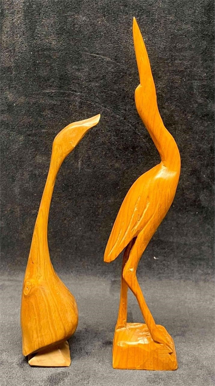 Two Wood Bird Carvings