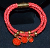 Red Italian Leather Bracelet w/ Magnetic Clasp