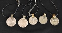 5 Various Foreign Coin Fashion Necklaces