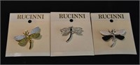 3 Rucinni Dragonfly Fashion Brooch Pins