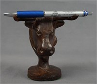 Longhorn Steer Ironwood Pen Holder