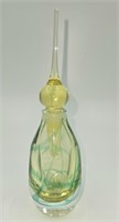 Green Swirl Perfume Bottle w/ Stopper  7 1/4"