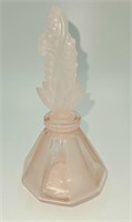 Pink Clear and Frosted Glass Perfume Bottle 6"