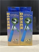 (2) Disher Stainless Steel Ice Cream Scoops