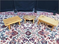 Trio of miniature wood benches