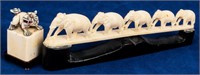 Vintage Ivory Carvings Elephants & Foo Dog Stamp