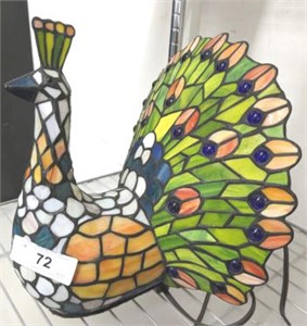 STAINED GLASS PEACOCK LAMP
