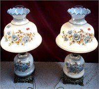 Beautiful Vintage Floral Hurricane Lamps