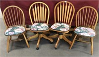 4 Oak Hoop Back Chairs