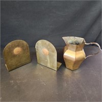 Brass Pitcher and Bookends