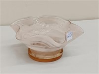PINK ALTA GLASS BOWL 8" X 4" WITH LABEL