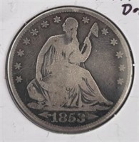 1853 Seated Liberty 1/2 Dollar w/ Arrows & Rays