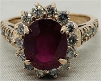 14K Rose Gold Ruby/Diamond Ring