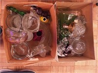 Two boxes of vintage glass and more