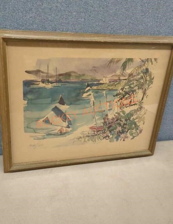 Framed art by Cecile Ryden Johnson( Beach at