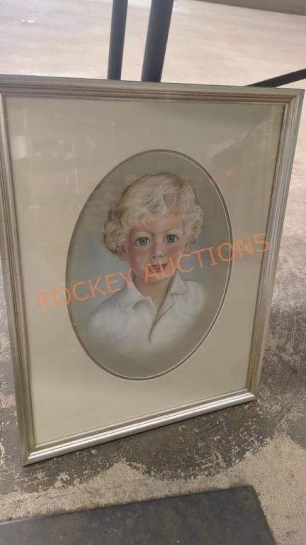 Vintage portrait  wall art with custom frame