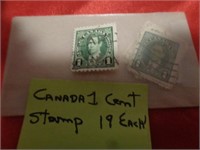 19 - CANADIAN ONE CENT STAMPS