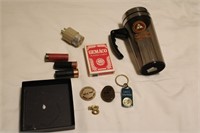 Moose cup, cards, #8 pin, shot gun shells