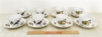ROYAL WORCHESTER CUPS AND SAUCERS (8)