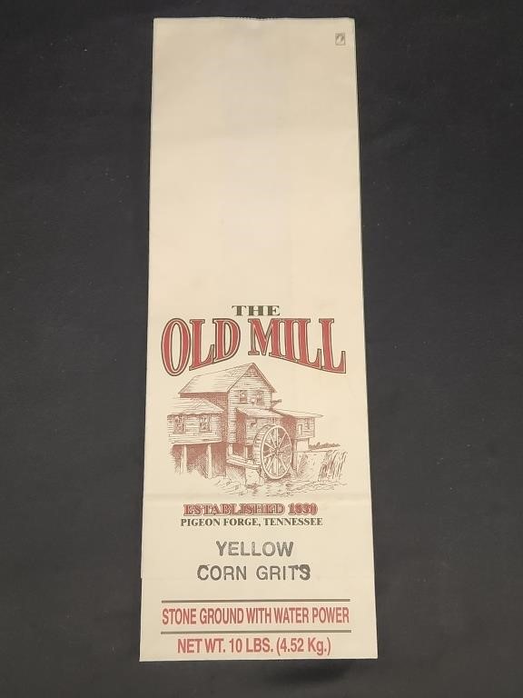 VINTAGE "THE OLD MILL" YELLOW CORN GRITS 10 LB. ..