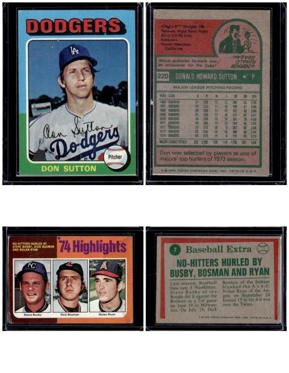 Don Sutton 1975 Topps #220 & Nolan Ryan 1975 Topps