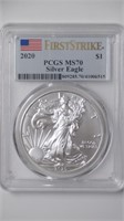 2 - 2020 ASE Silver Eagles PCGS MS70