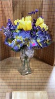 Flower arrangement, purple, and yellow