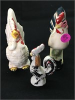 Lot of 3 Ceramic Chickens