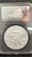 2021 (W) NGC MS70 Type 1 Silver Eagle 1oz Early
