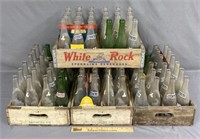 4 White Rock Advertising Crates w/ Bottles