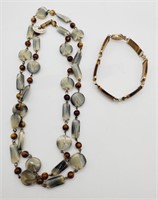 (H) Austria Glass Bead Necklace (26" long) and