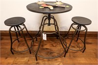 Industrial Bistro Table w/2 Stools, items NOT