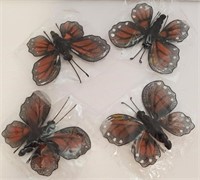 SET OF 4 FABRIC BUTTERFLIES ART WORK