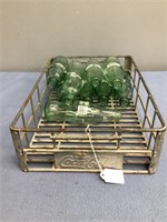 1940s Metal Coca-Cola Carrier w/ 9 Coke Bottles