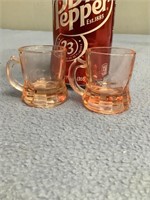 2 Miniature Pink Depression Mugs