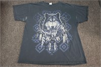 Vintage Native American Wolf Graphic T-shirt Large