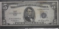 1953 $5 Blue Seal Silver Certificate Note