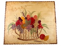 Vintage Folk Art Still Life Fruit Basket Painting