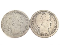 2 Barber Quarters; 1908-O and 1909