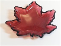 Maroon Maple Leaf Trinket Dish.  Seems To Be A