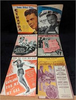 6 Vintage Classic Movie Sheet Music