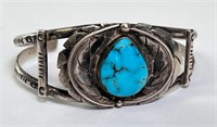 Vintage Sterling Native Turquoise Cuff 21 Grams